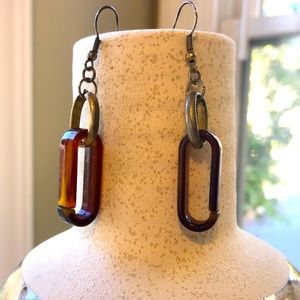 Tortoise and gold resin dropdown earrings